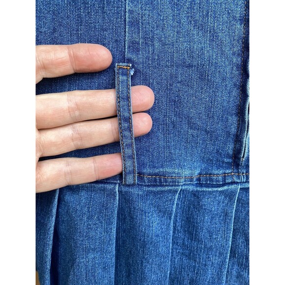 Y2K Denim Tube Dress M Pleated Skirt Lace-Up Front Drop Waist Skater 2000s USA - Picture 15 of 16